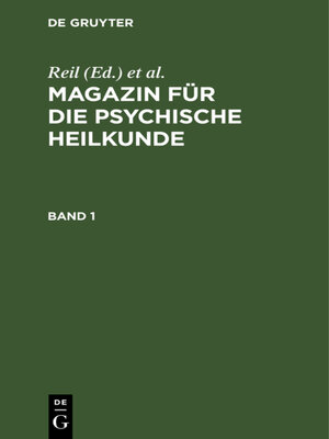 cover image of Magazin für die psychische Heilkunde. Band 1